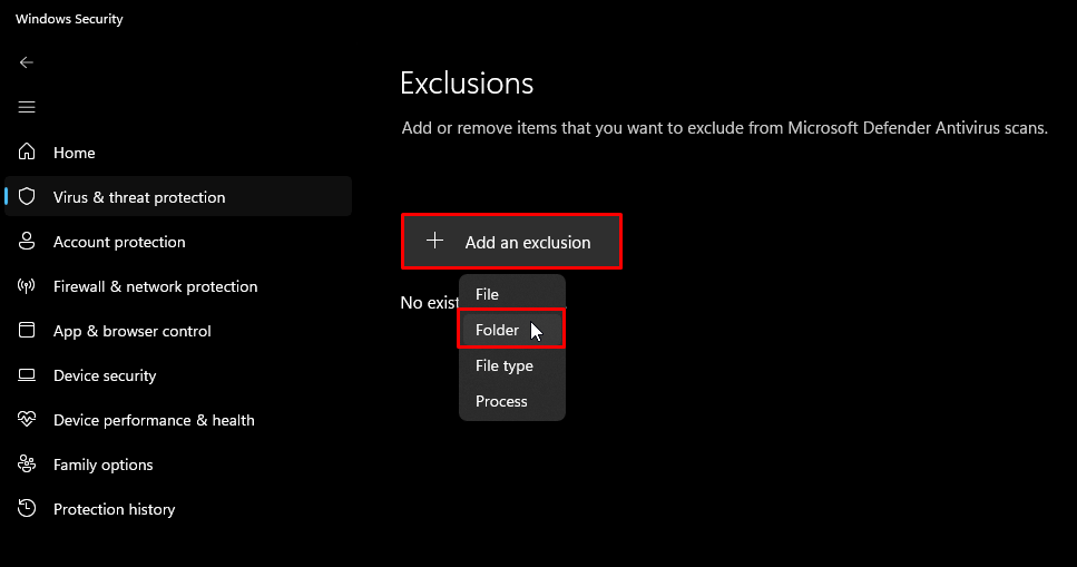Add an exclusion