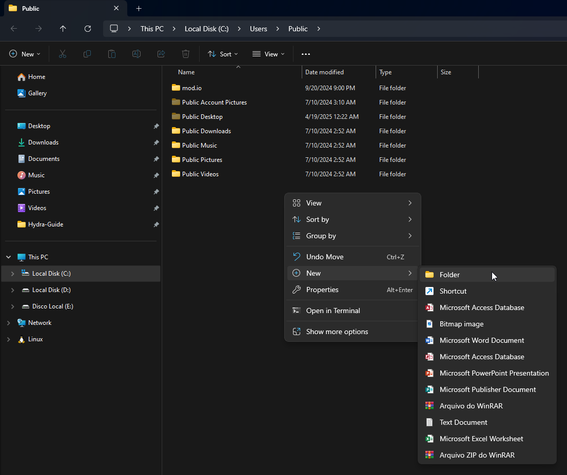 Create Documents folder