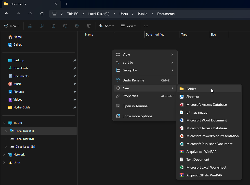 Create Steam folder