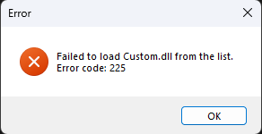 Custom.dll Error - 225