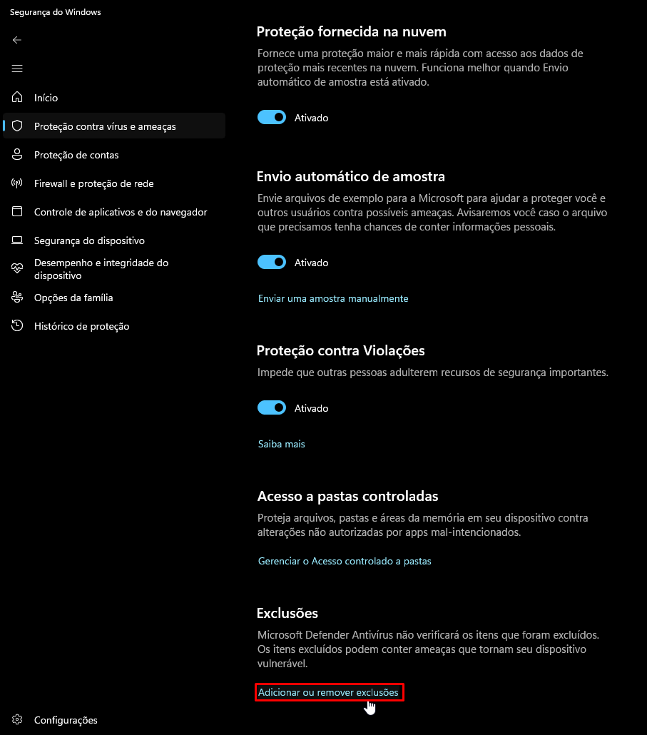 Exclusões