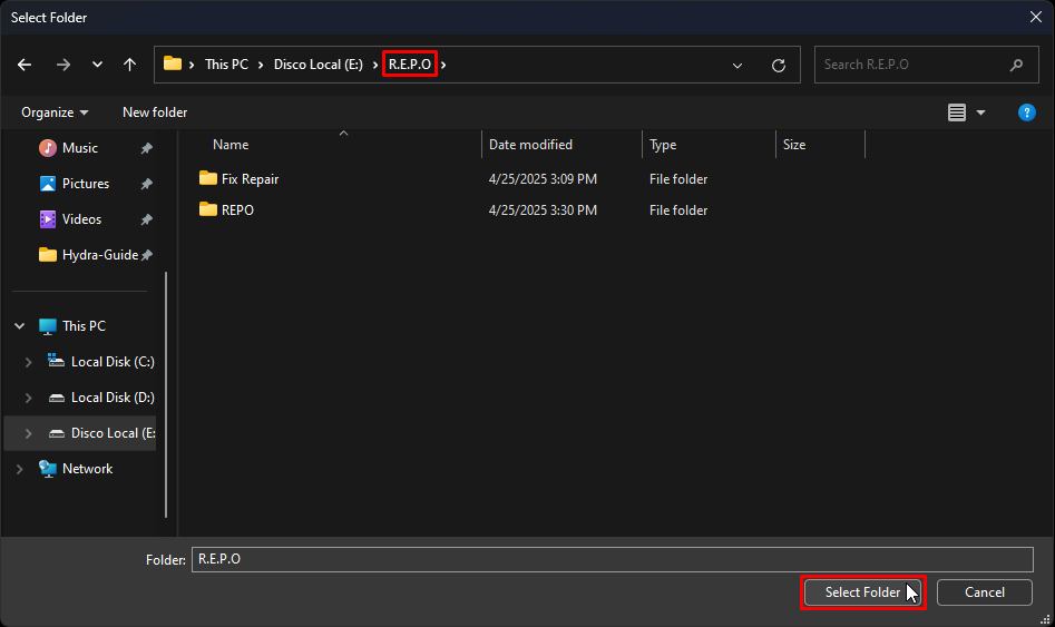 Folder to exclude