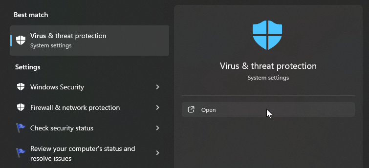 Virus and threat protection